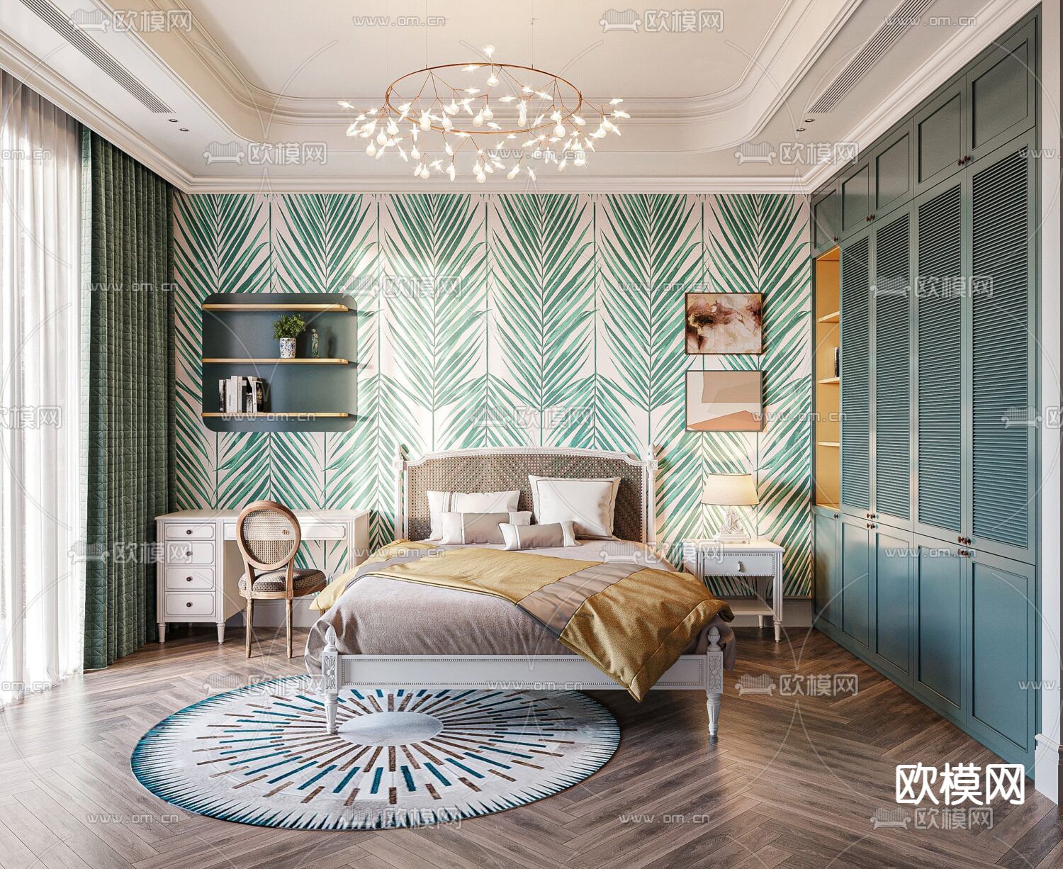 东南亚风卧室 主卧3d模型下载（渲染图6）