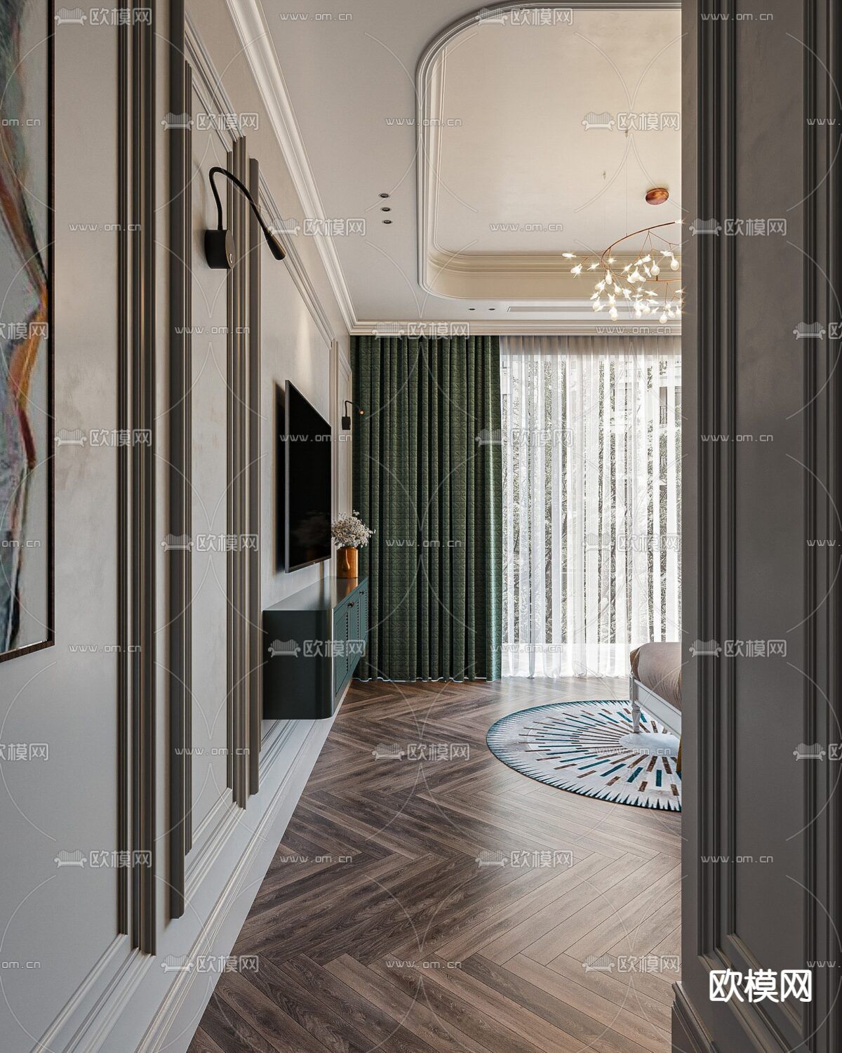 东南亚风卧室 主卧3d模型下载（渲染图3）