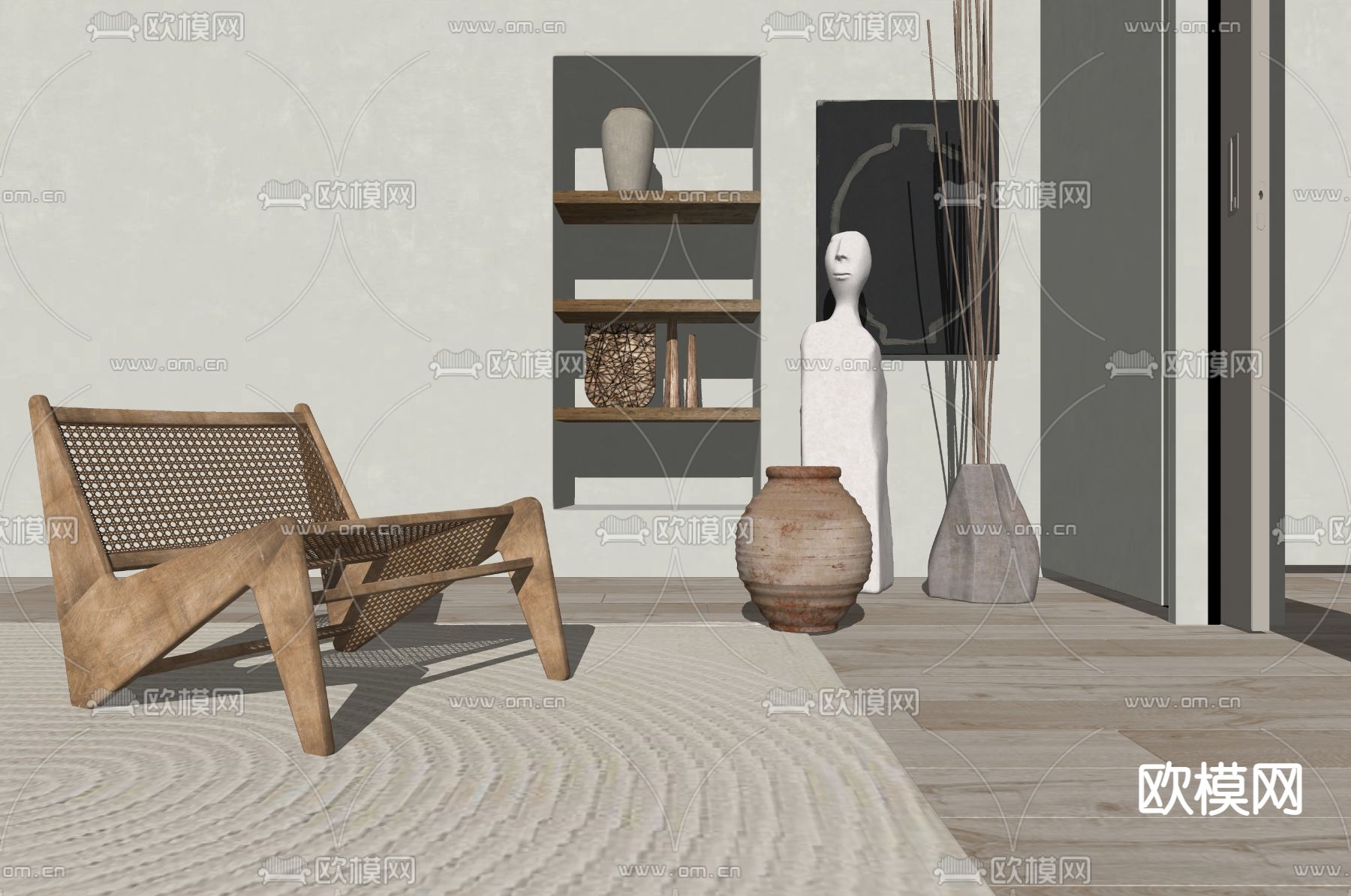 侘寂风休闲椅子su模型下载_ID12226977_sketchup模型下载-欧模网