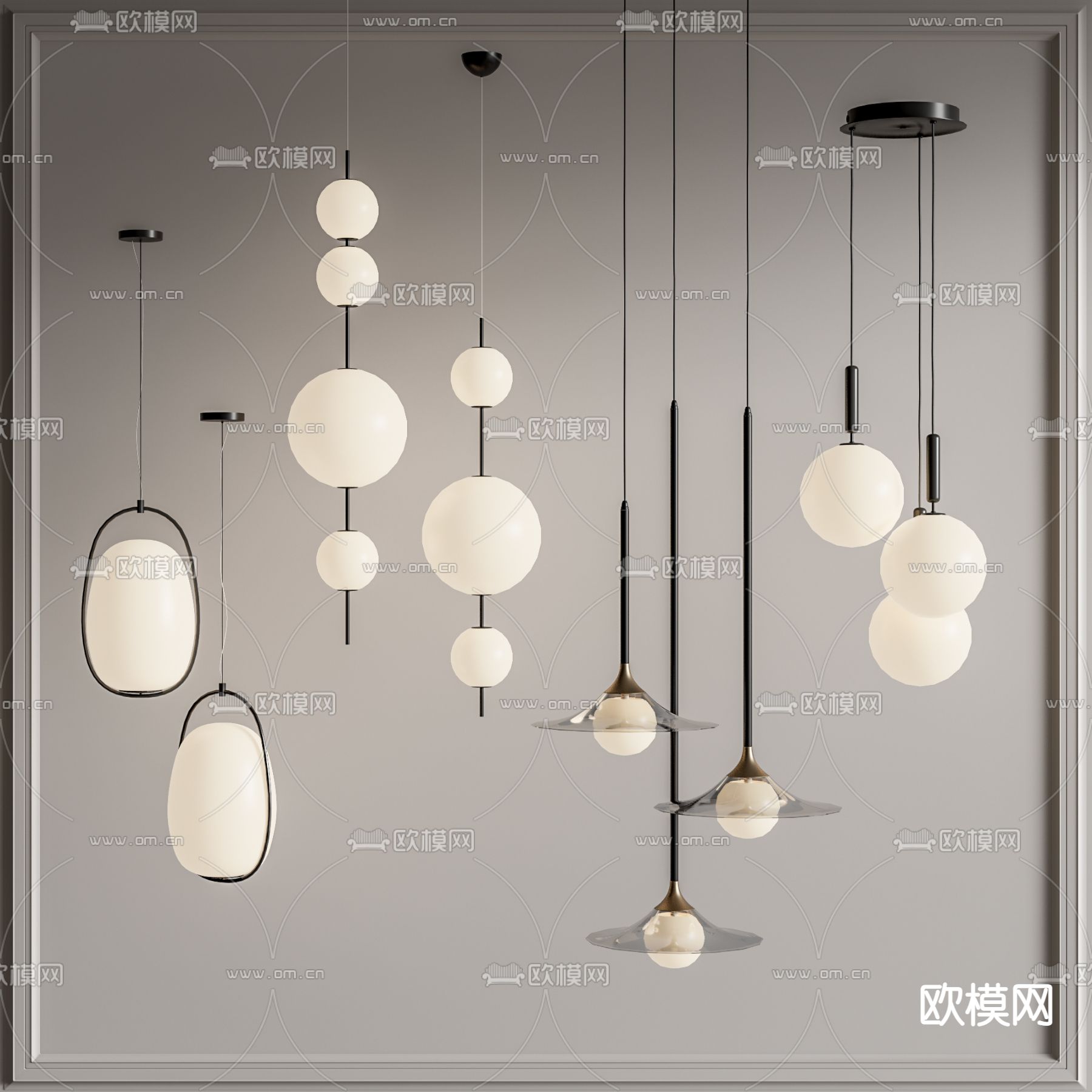 轻奢风球形吊灯su模型下载_ID12226326_sketchup模型下载-欧模网