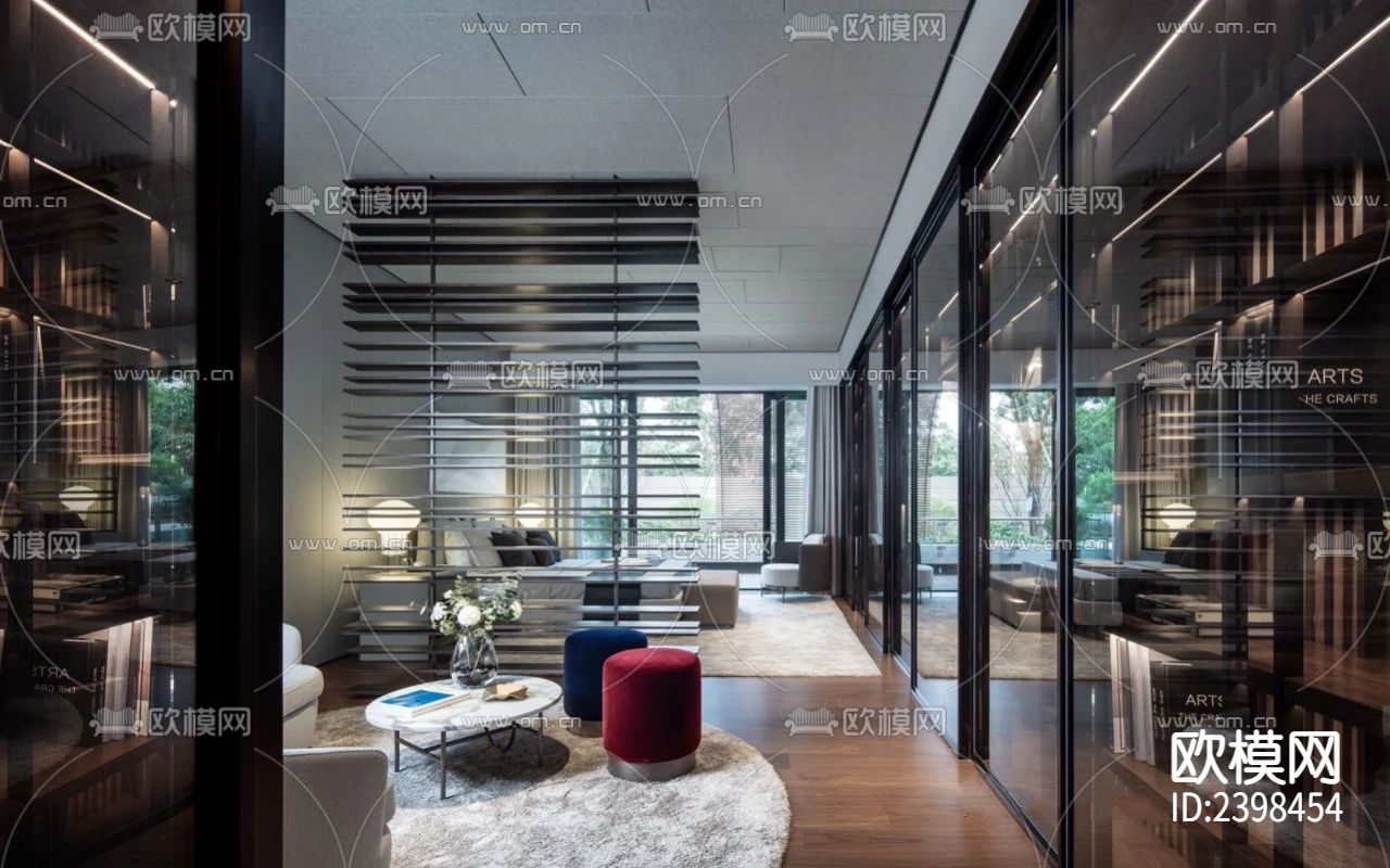 大平层豪宅样板间设计cad施工图-免费3dmax模型库-欧模网