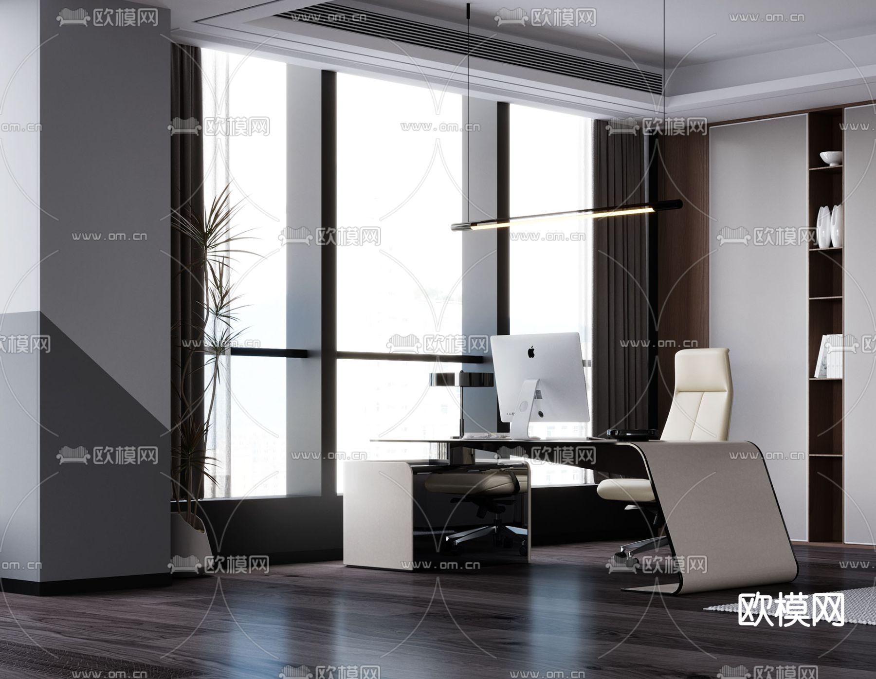 总经理室 董事长办公室3d模型下载（渲染图2）