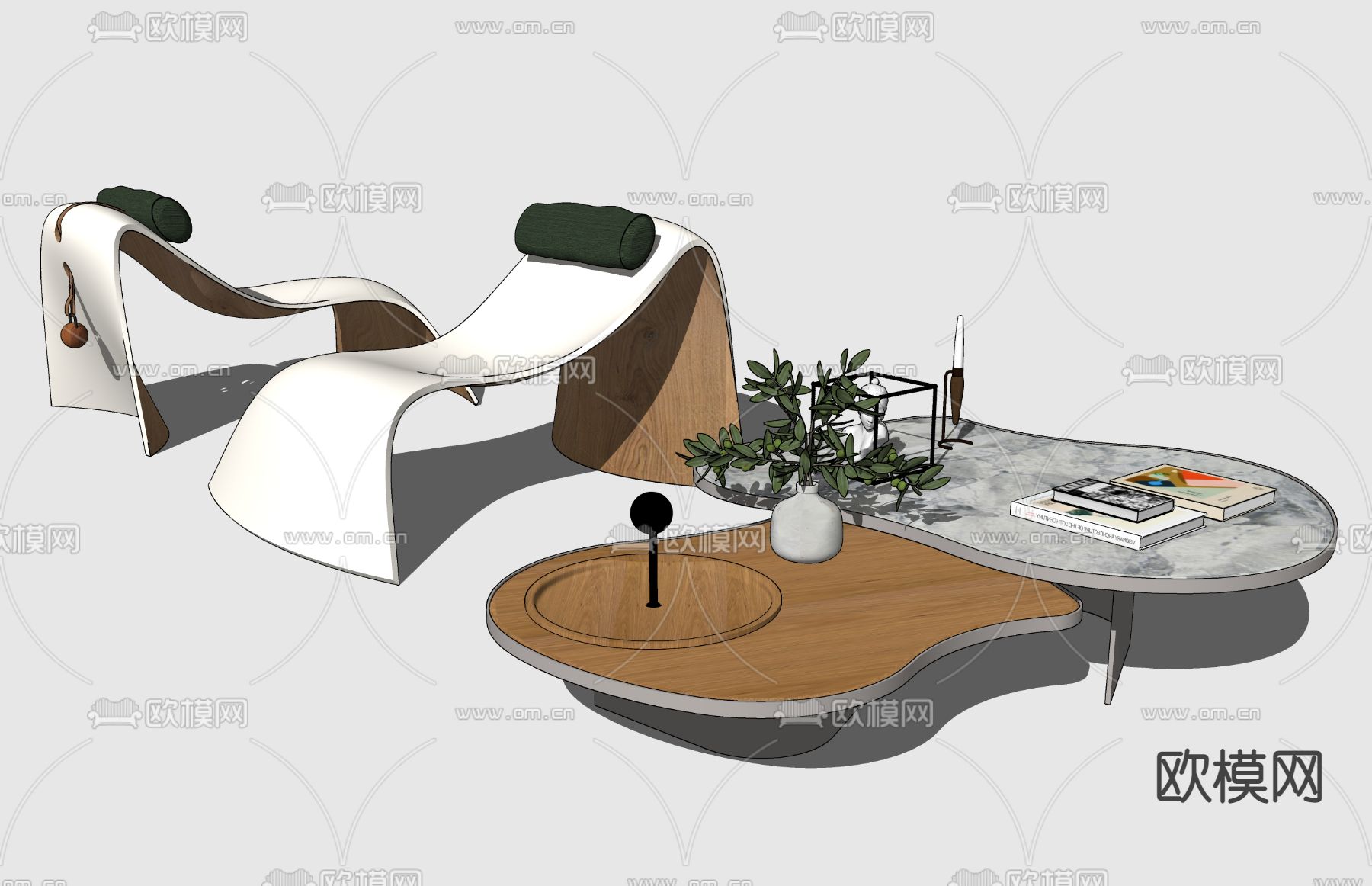 现代异形躺椅su模型下载