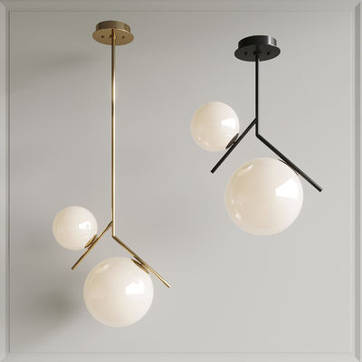  玻璃球吊灯su模型 