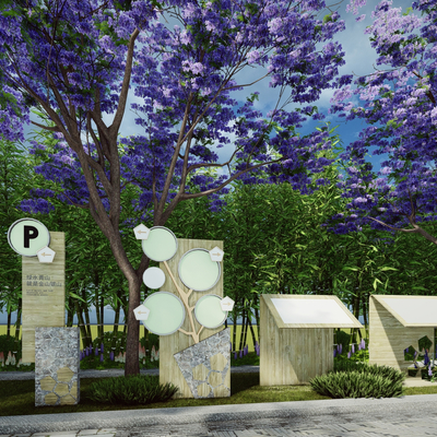  现代标识牌 导示牌su模型 