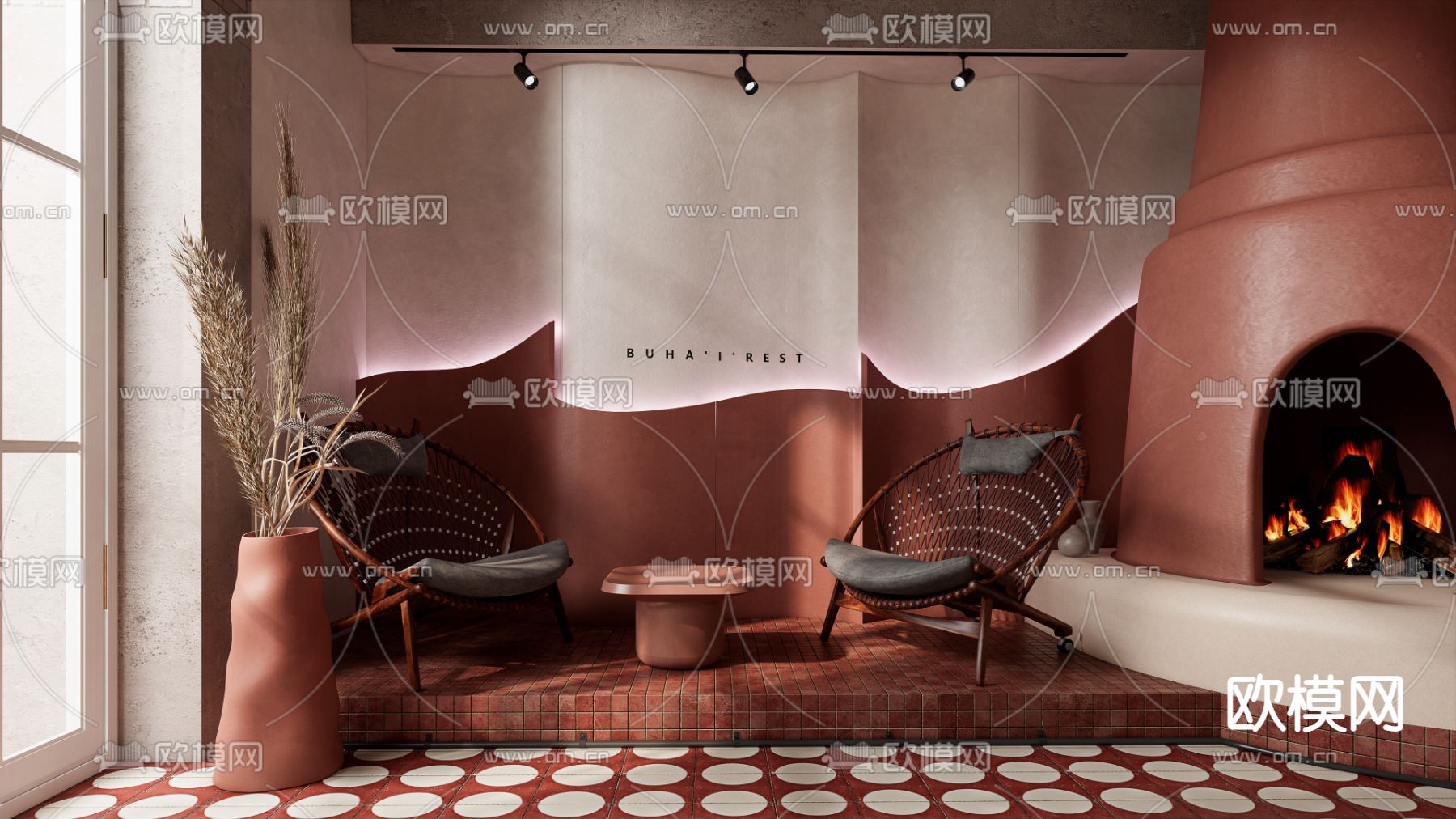 中古风咖啡厅su模型下载（渲染图4）