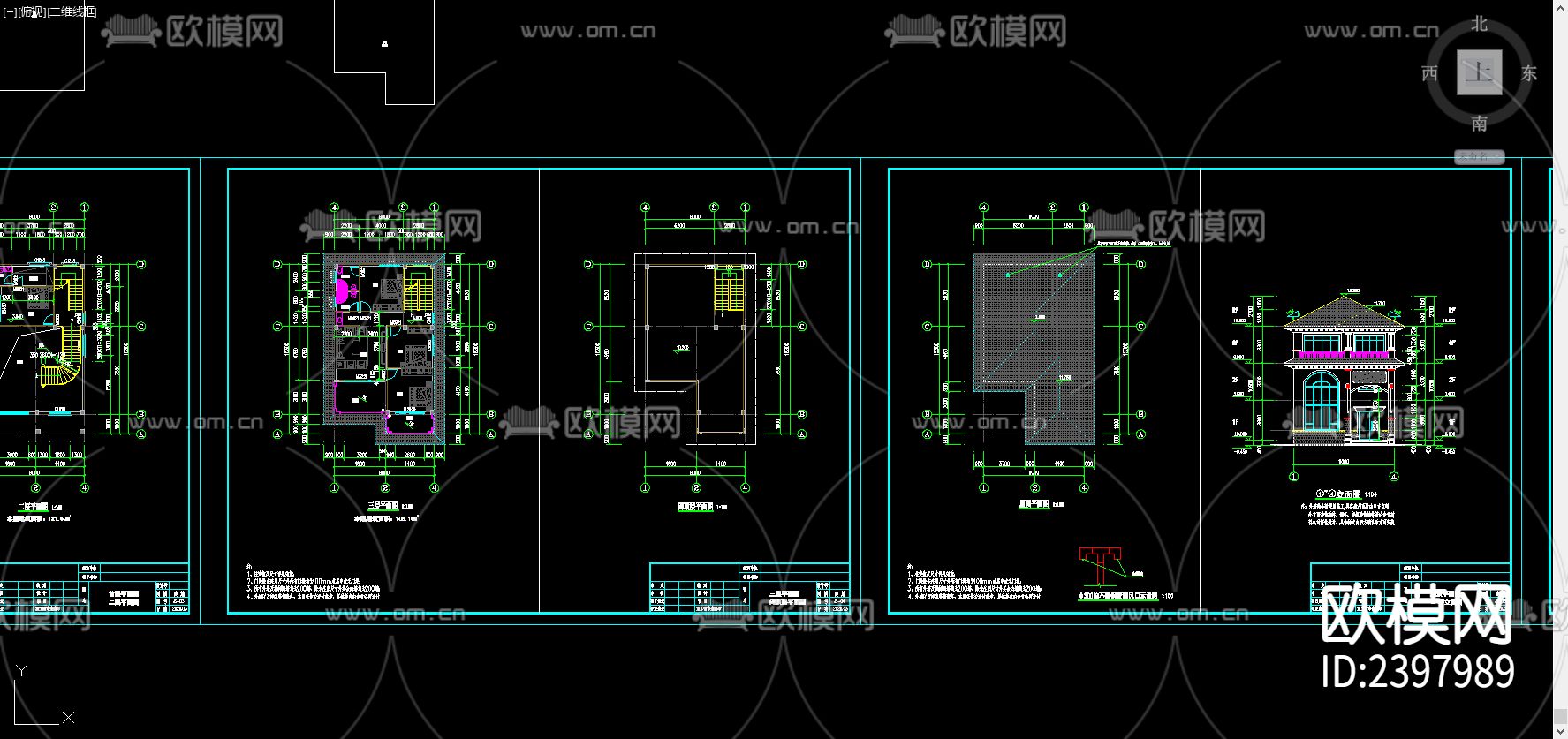 欧式别墅建筑设计cad施工图下载（渲染图3）