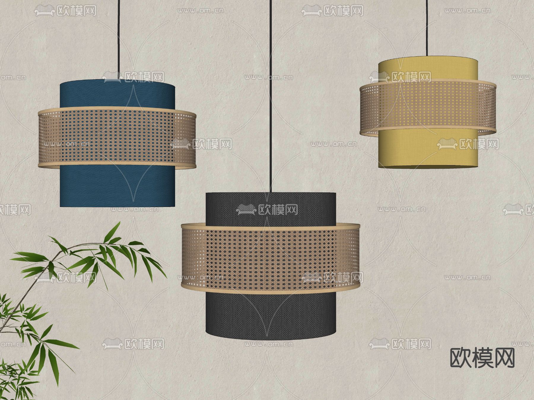 DOLKIE 藤编吊灯su模型下载（渲染图2）
