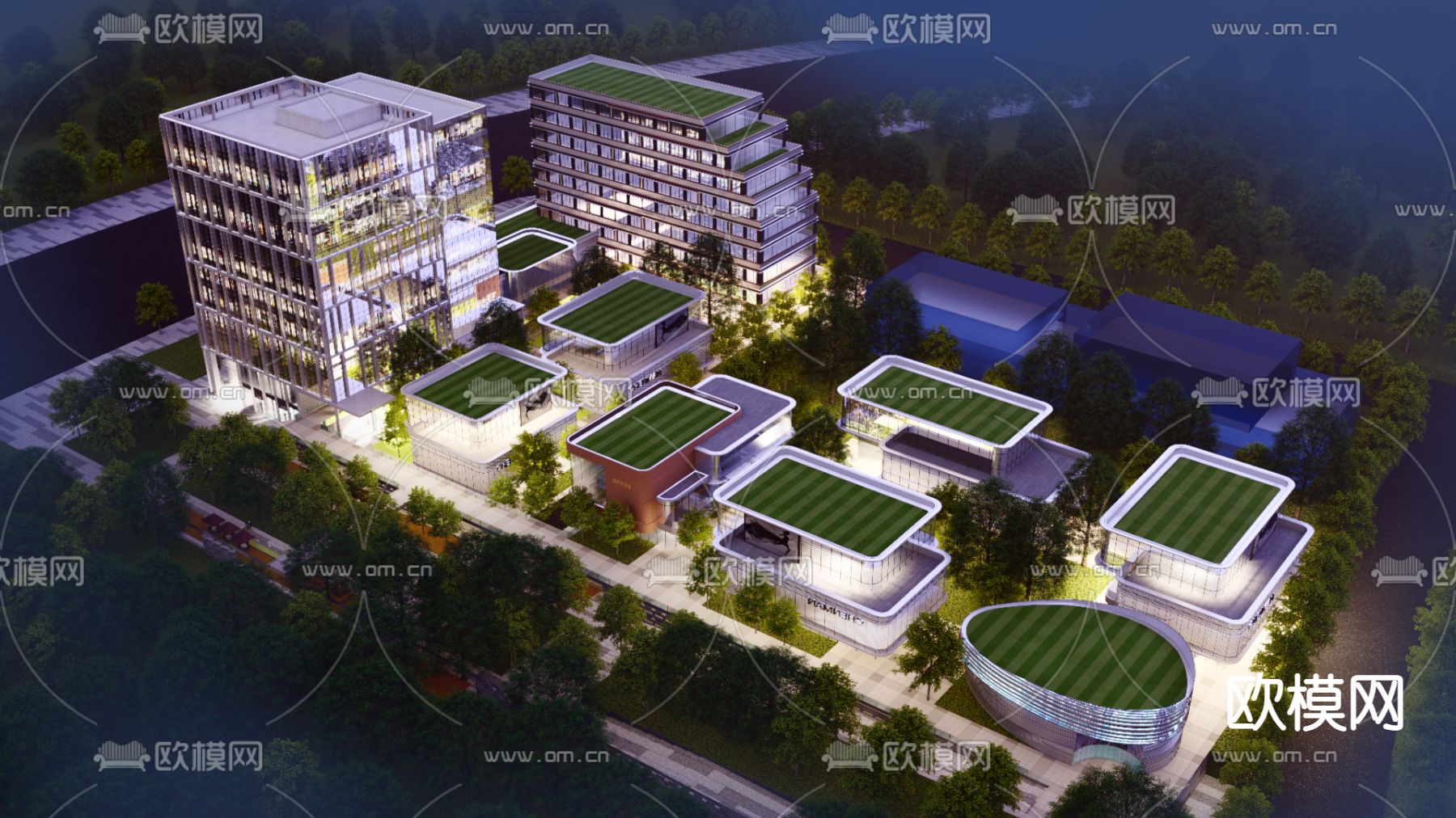 现代多层办公楼su模型