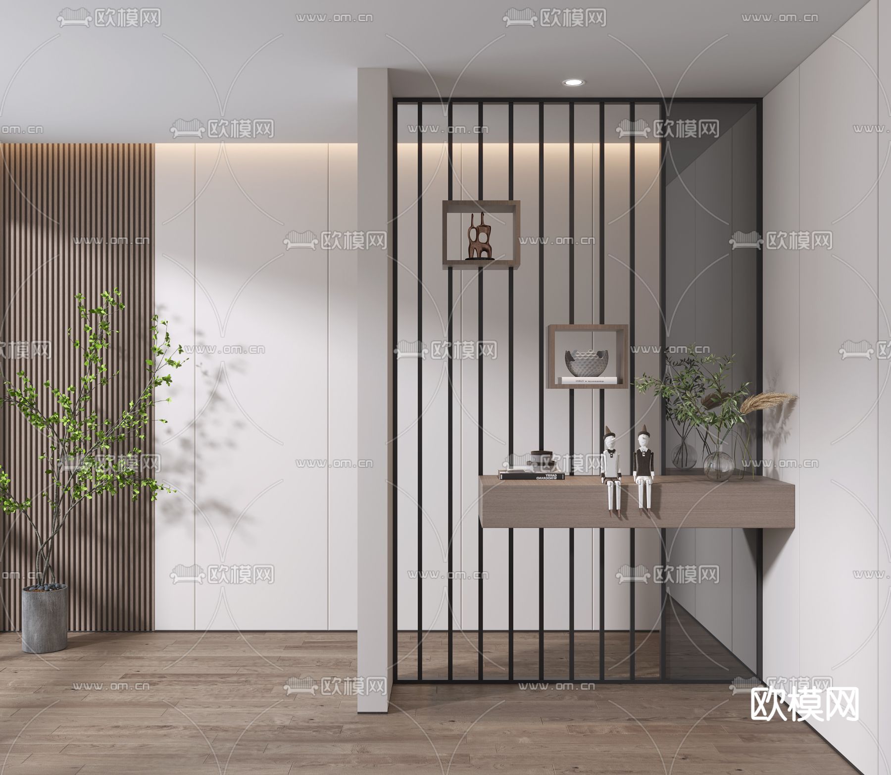 现代玄关隔断 屏风su模型下载（渲染图1）