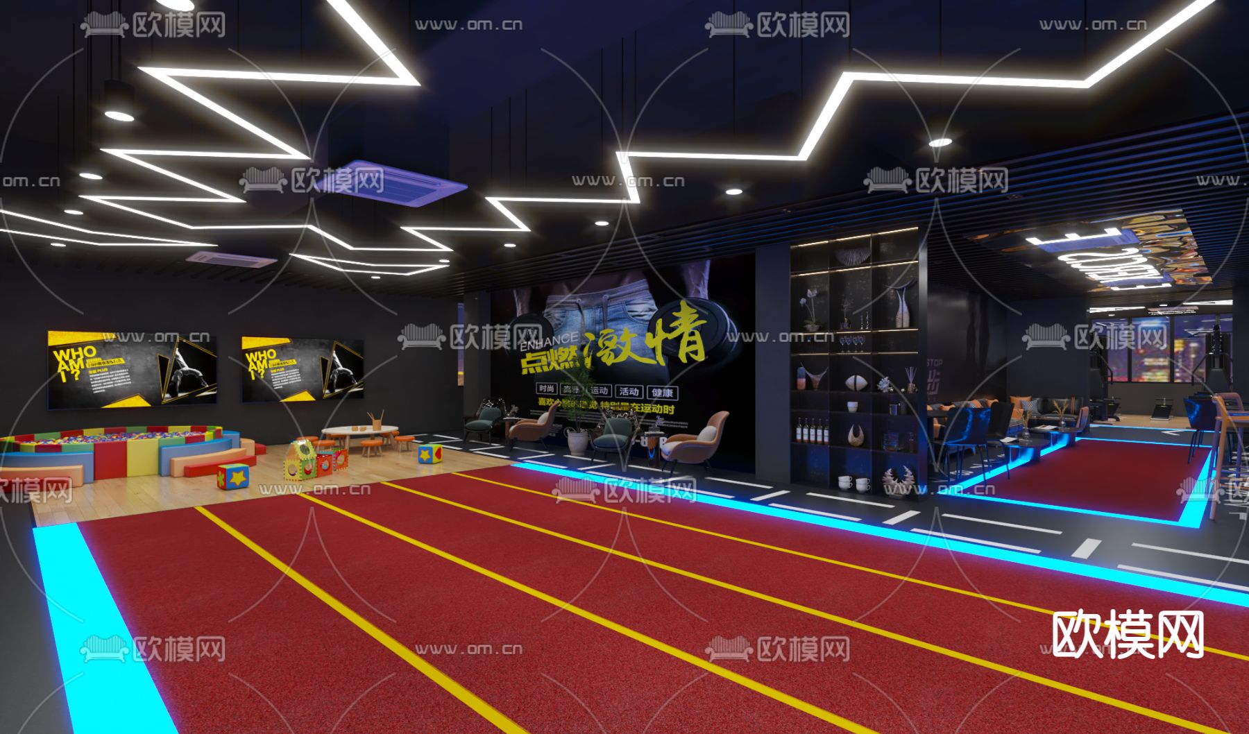 工业风健身房3d模型下载（渲染图2）