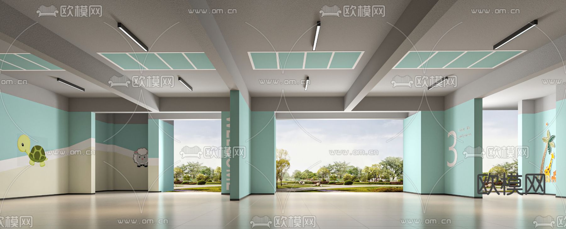 现代公区儿童架空层3d模型下载（渲染图2）