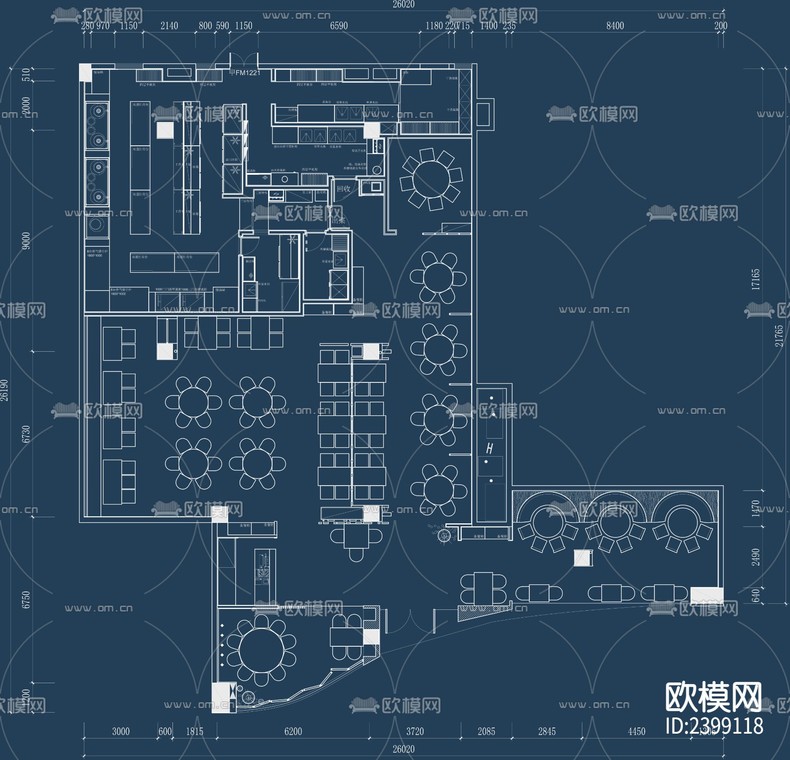 客家菜馆餐饮店平面设计cad施工图-免费3dmax模型库-欧模网