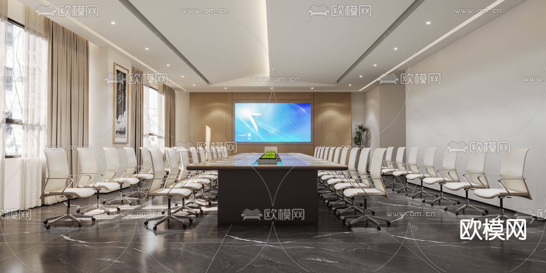 现代会议室 会议厅3d模型下载_ID12225049_3dmax免费模型-欧模网
