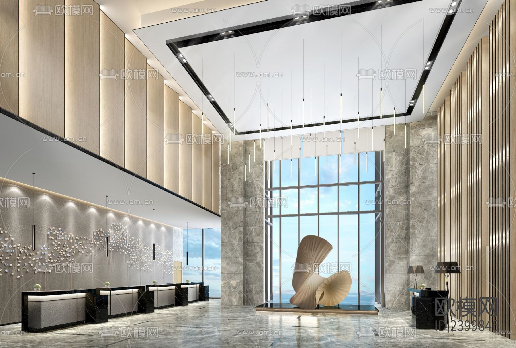 江阴澄星万豪酒店CAD施工图下载（渲染图1）