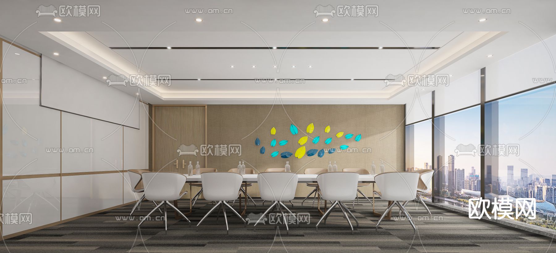 现代会议室su模型下载（渲染图1）