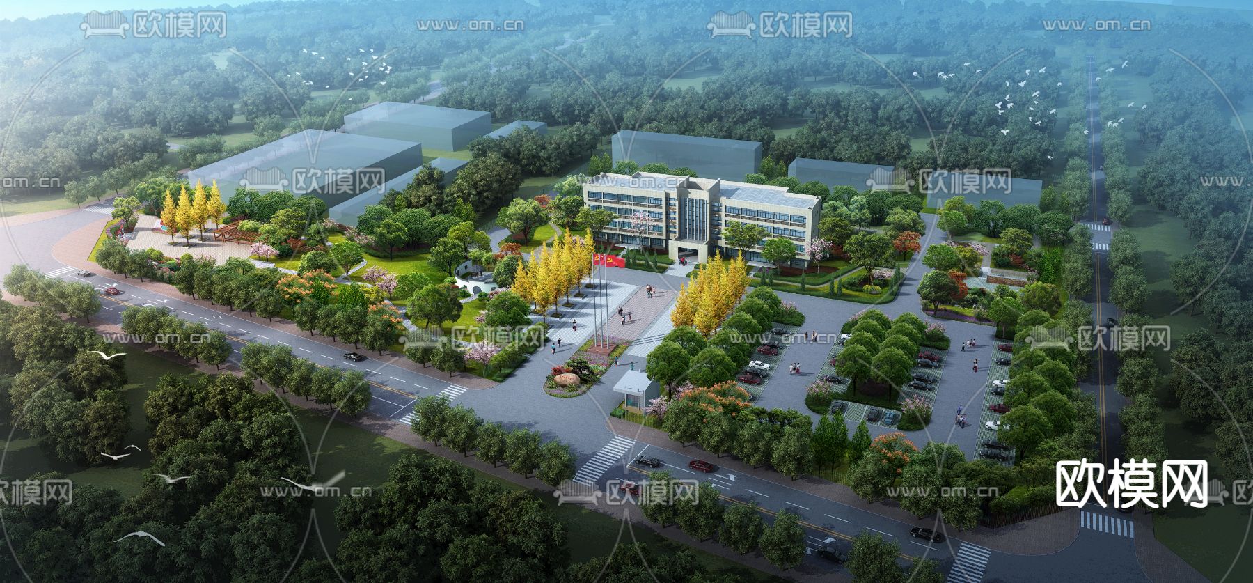 现代广场鸟瞰psd下载