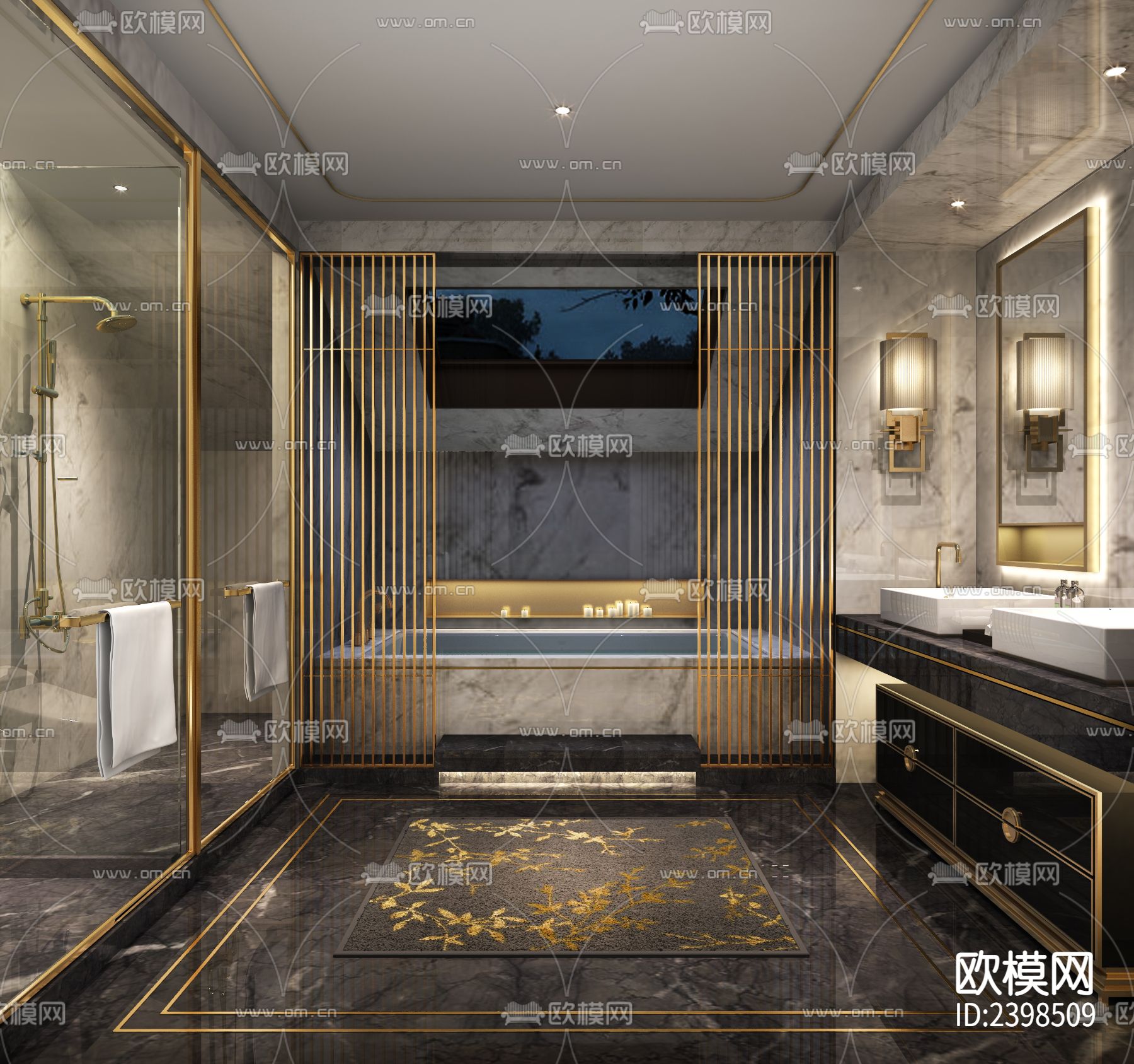 大平层豪宅样板间设计cad施工图-免费3dmax模型库-欧模网