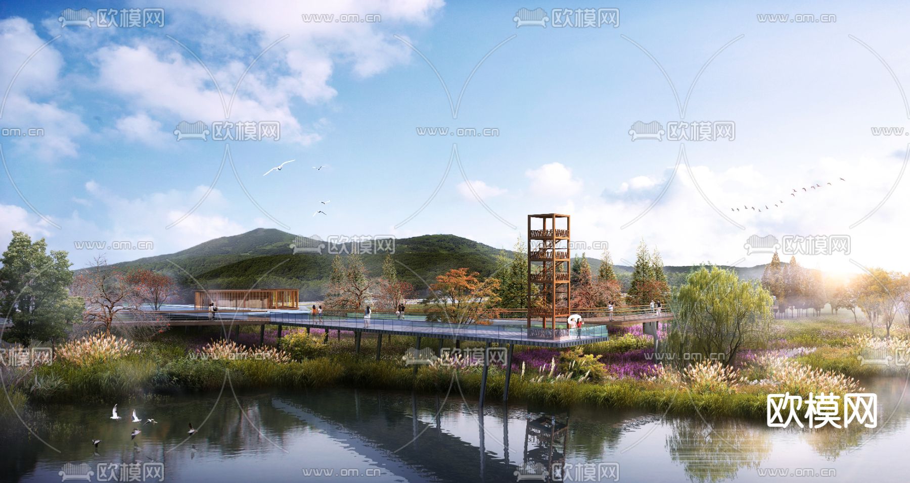 公园观景平台psd下载