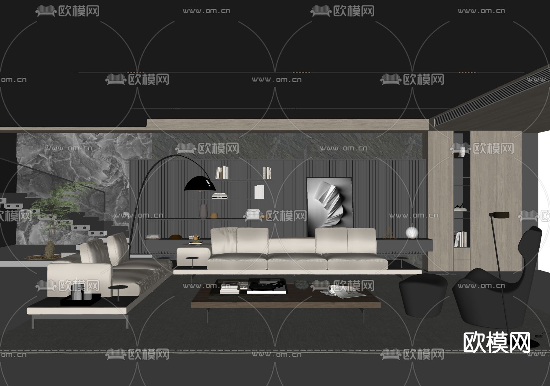 B&B Italia组合沙发su模型下载（渲染图2）