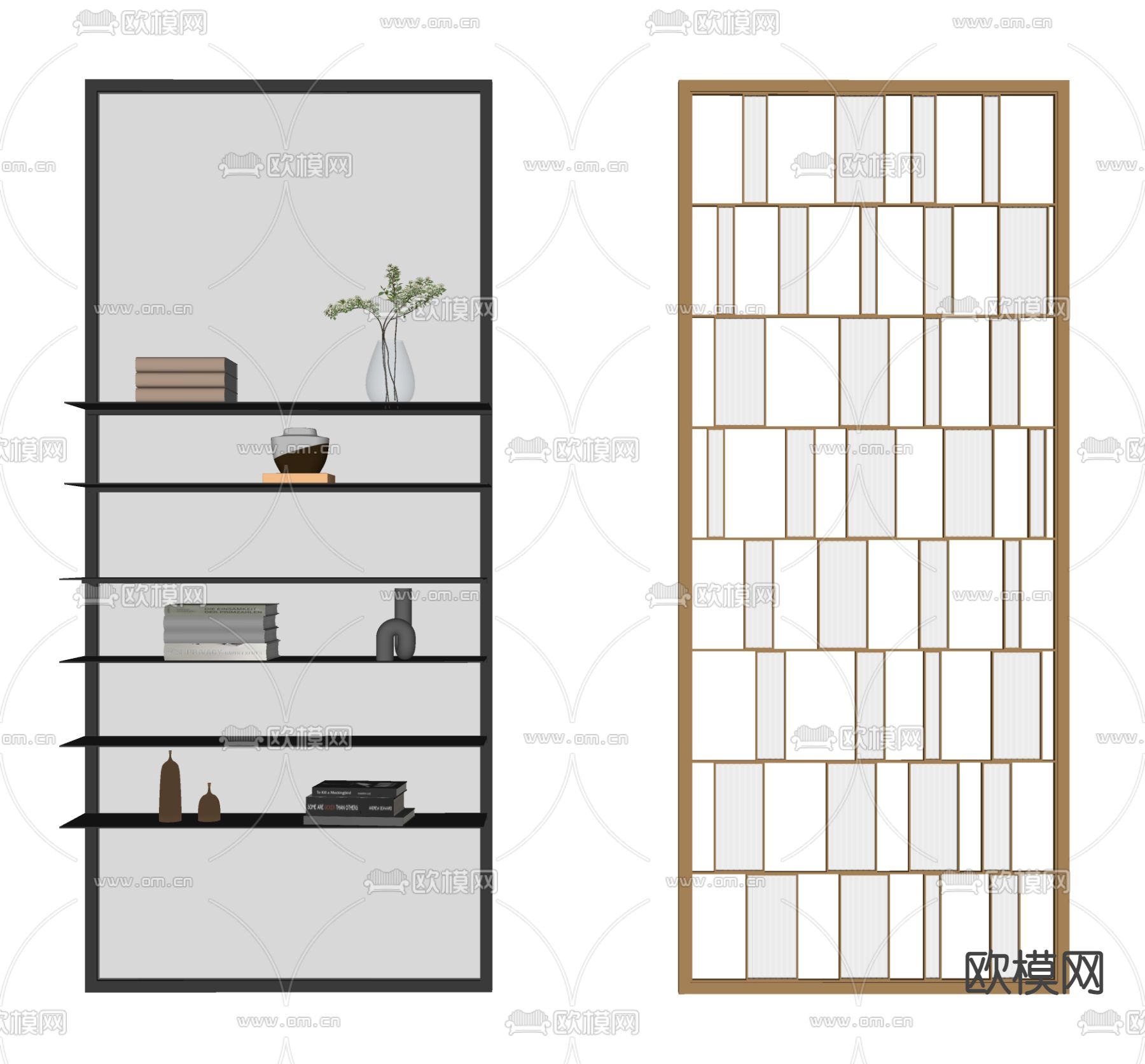 现代金属屏风隔断su模型下载（渲染图2）
