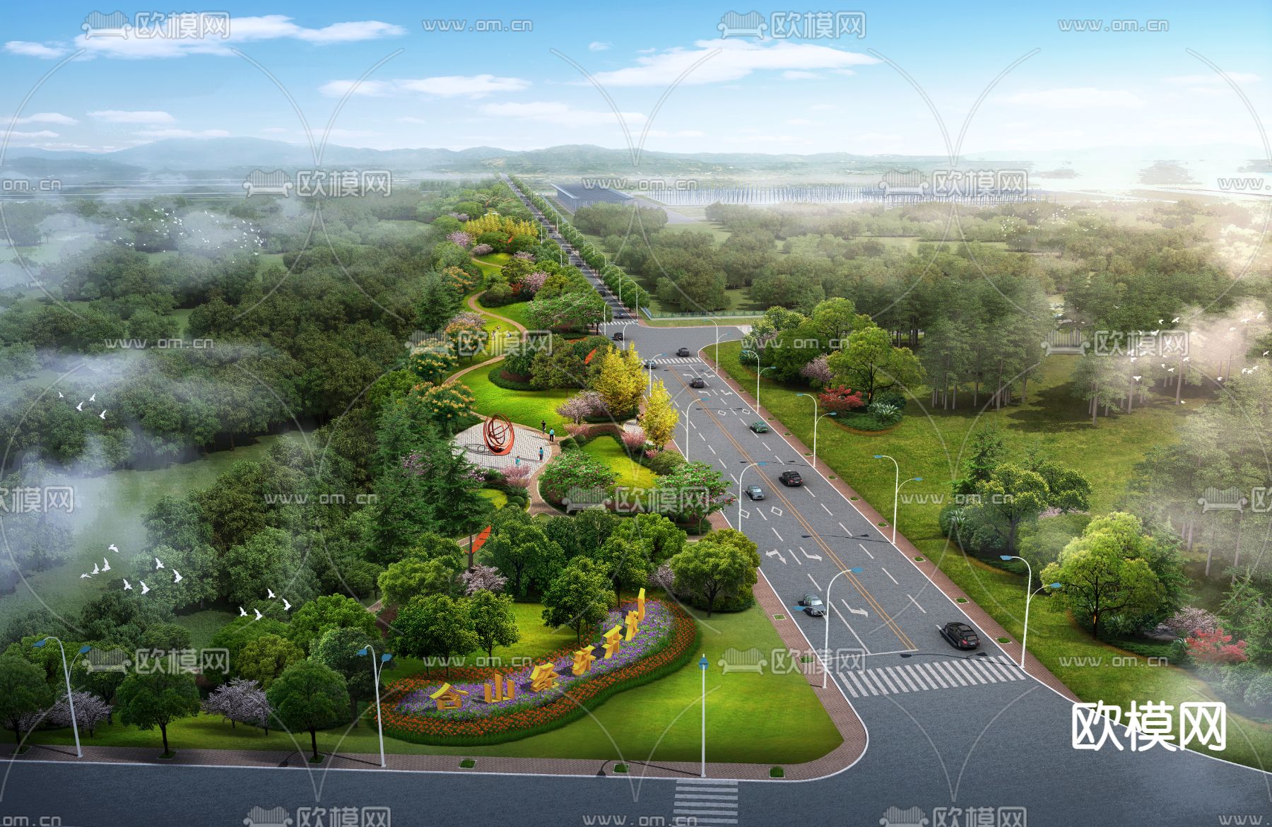 道路桥梁鸟瞰psd下载