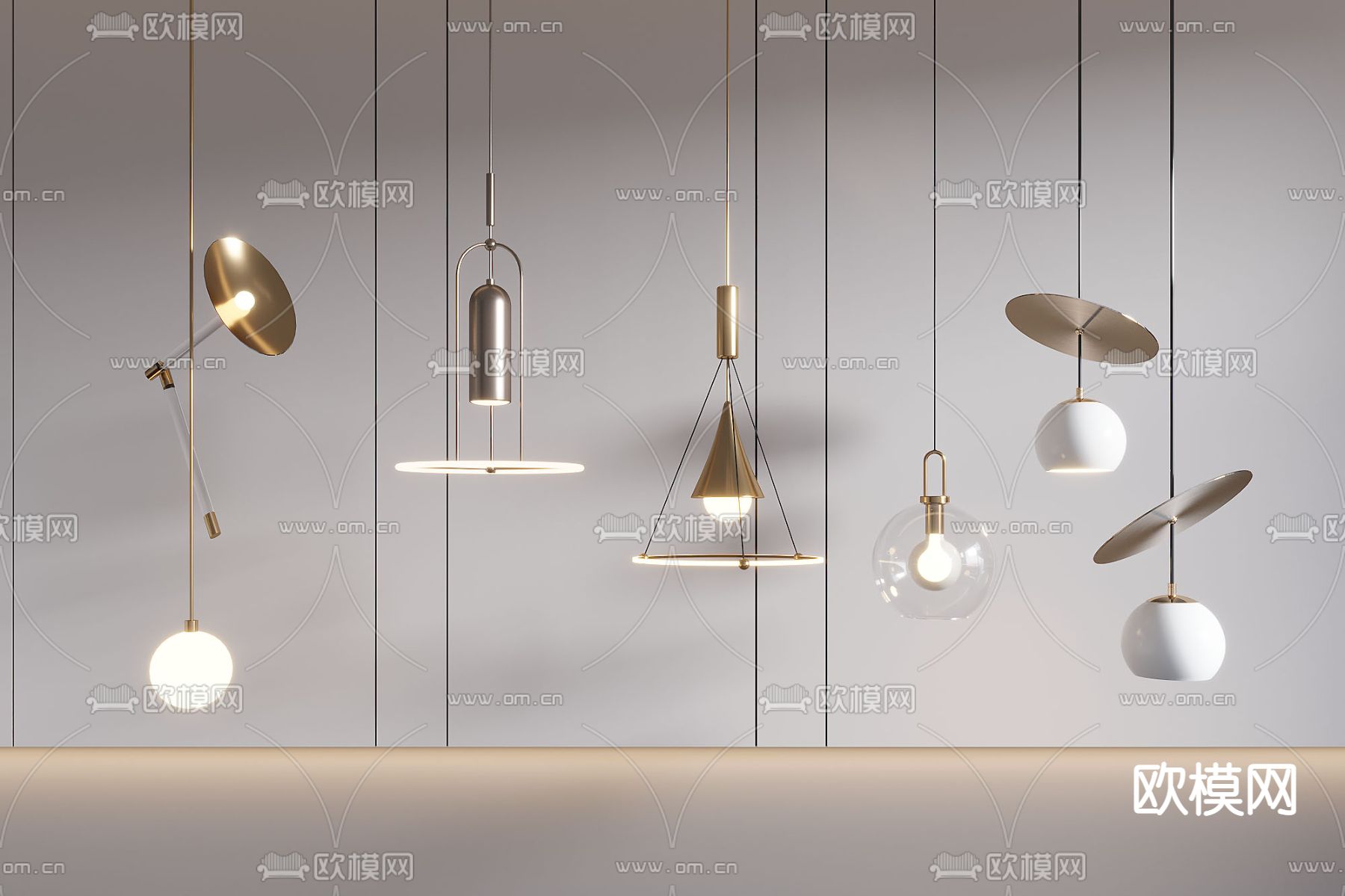 现代金属小吊灯3d模型下载