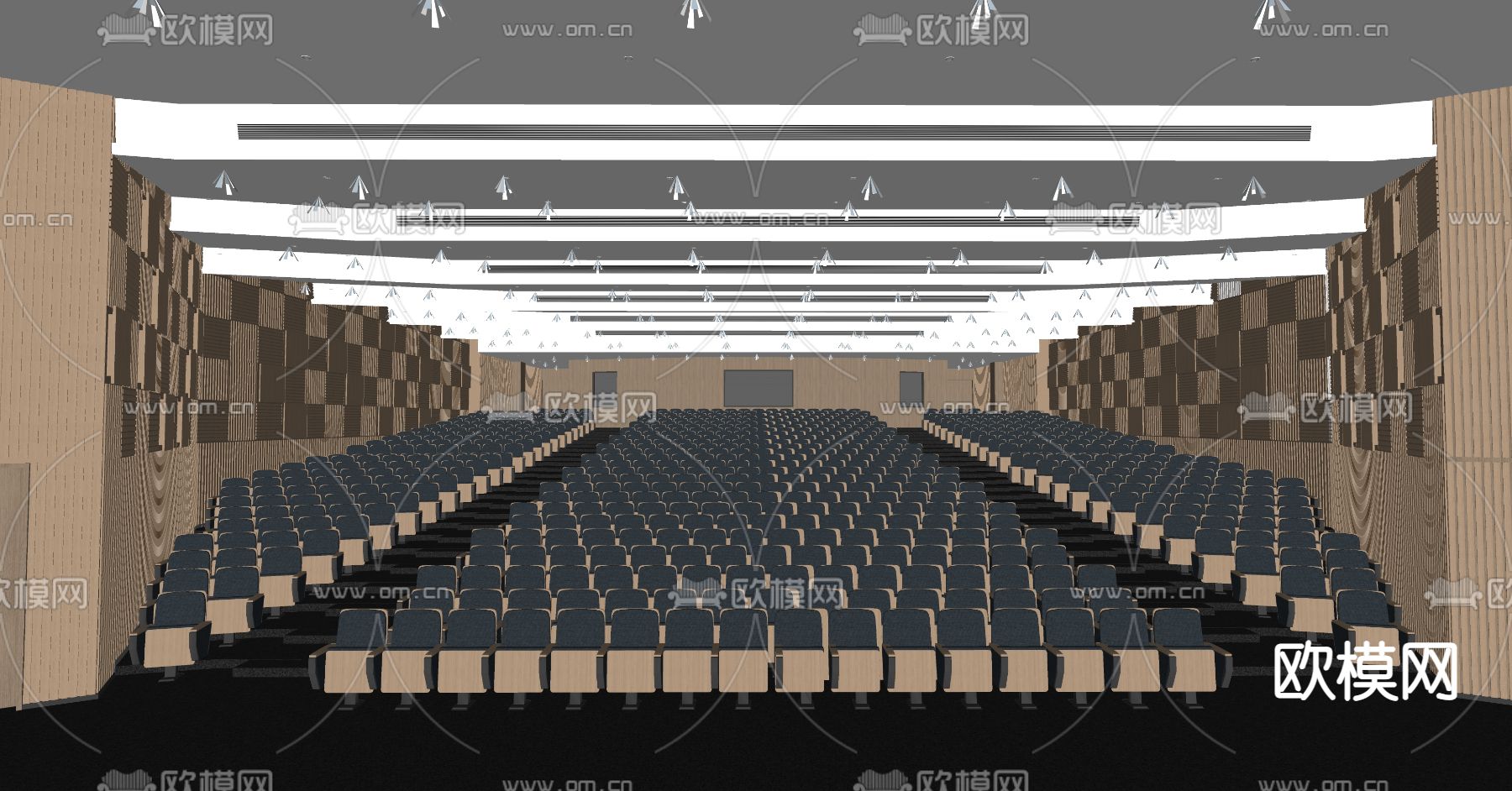 现代报告厅 多功能厅su模型下载（渲染图2）