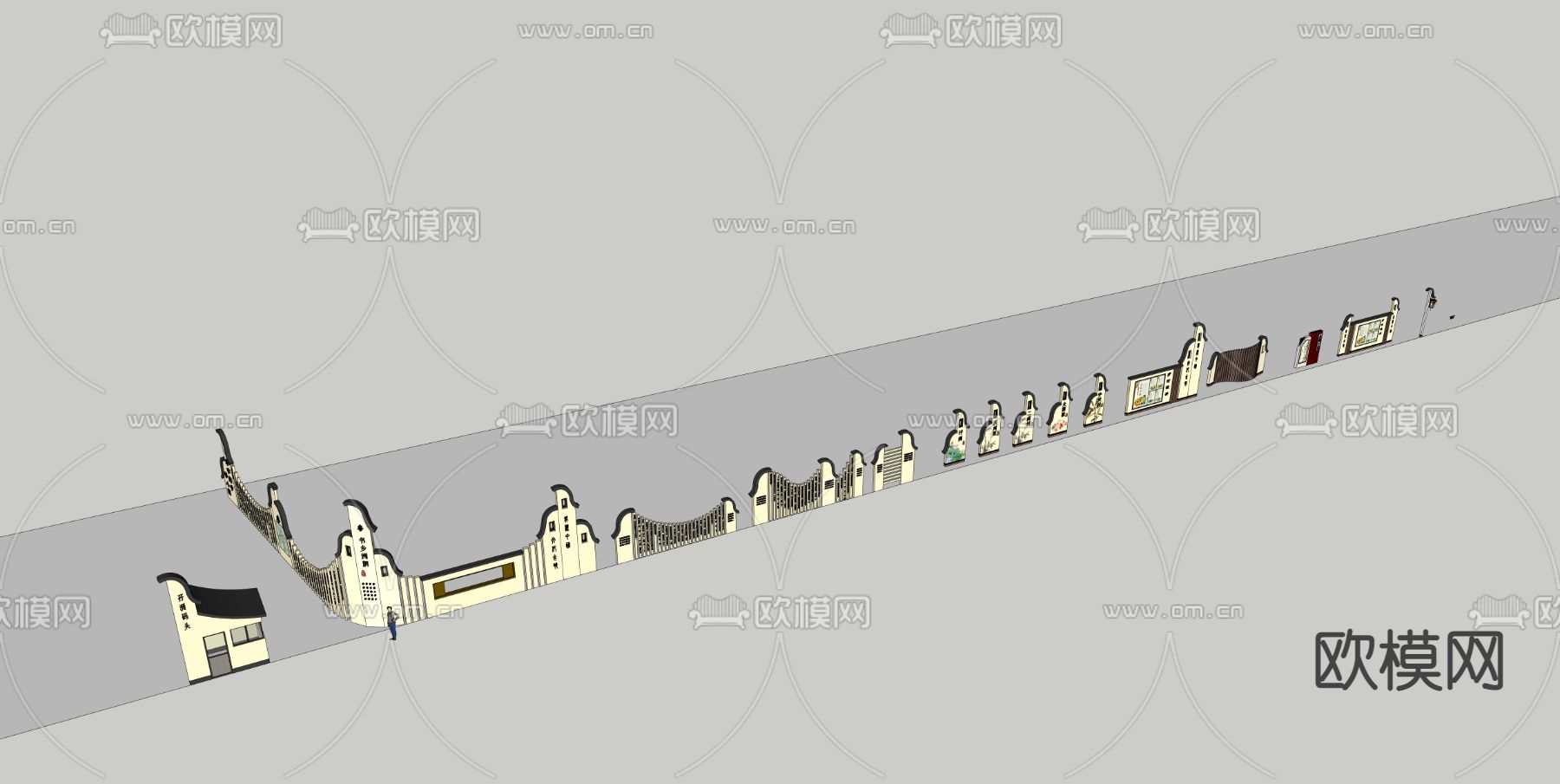 新中式标识牌su模型下载（渲染图3）