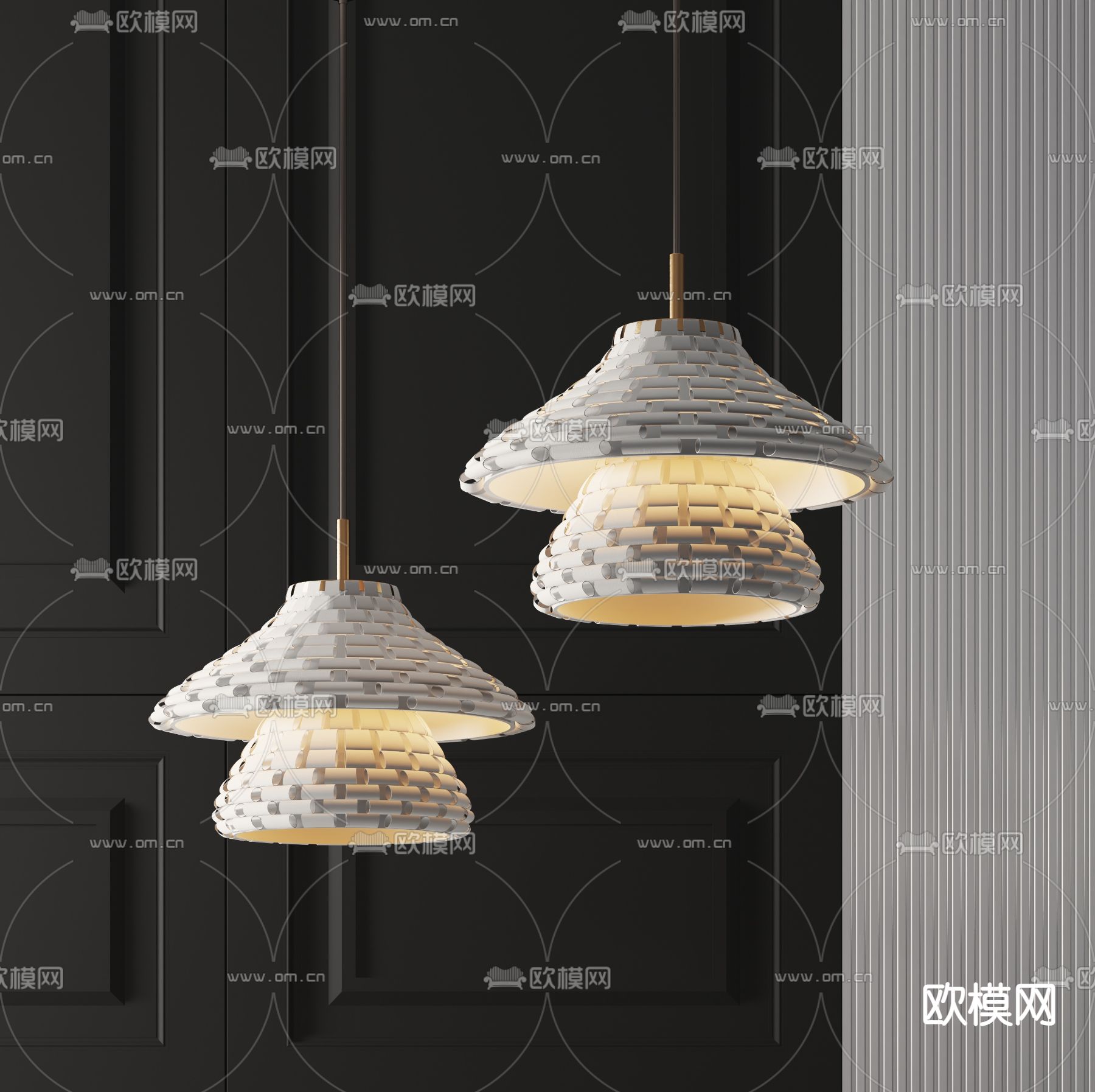 现代蘑菇吊灯3d模型下载