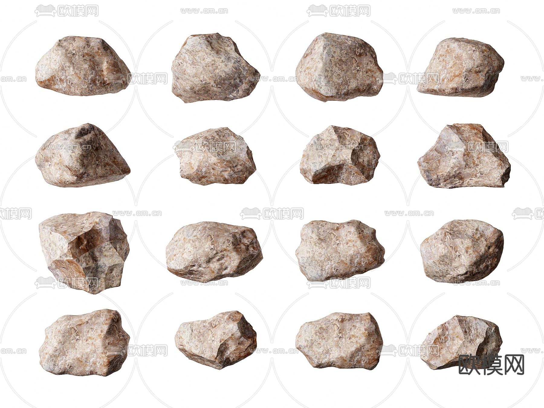 石头石块 景观石3d模型下载