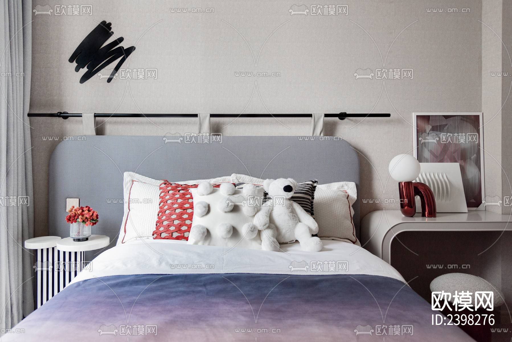 公寓样板间设计cad施工图下载（渲染图7）