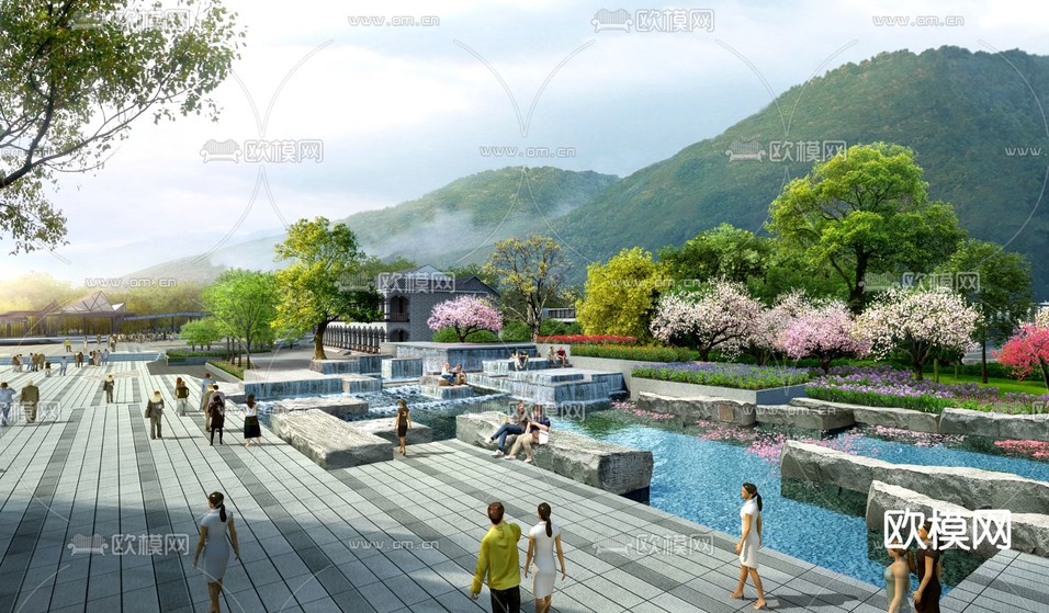 休闲公园景观psd下载