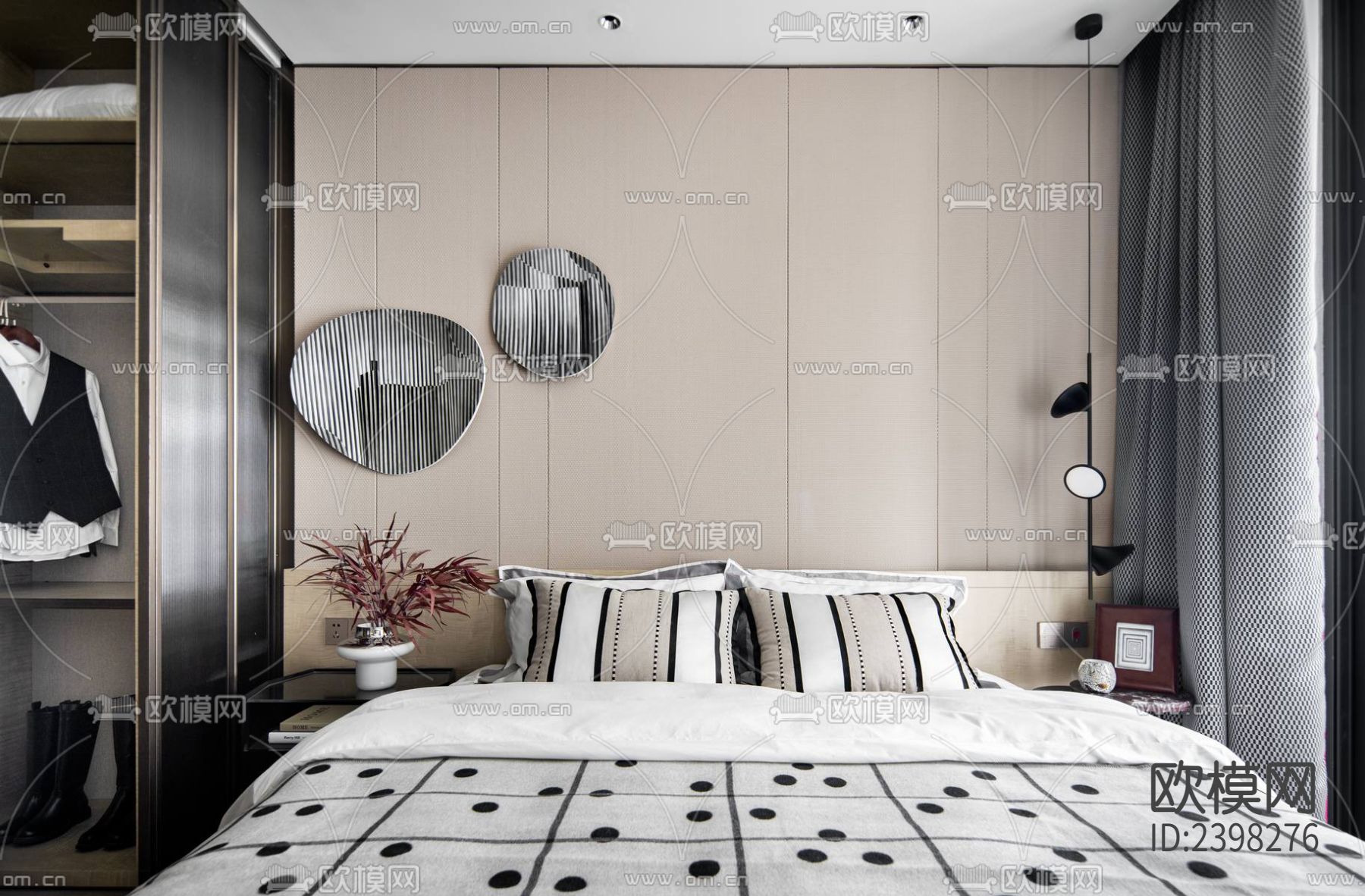 公寓样板间设计cad施工图下载（渲染图6）