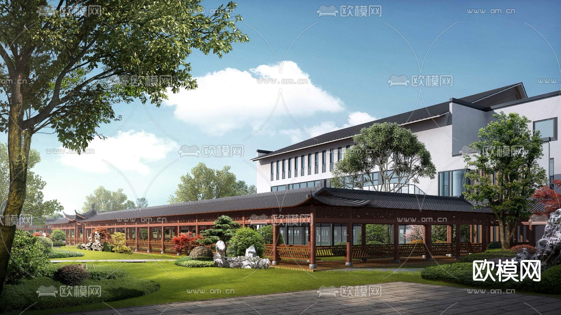 新中式凉亭 亭子psd下载