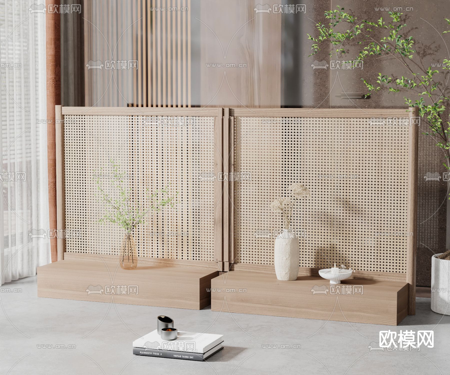 侘寂隔断屏风3d模型下载