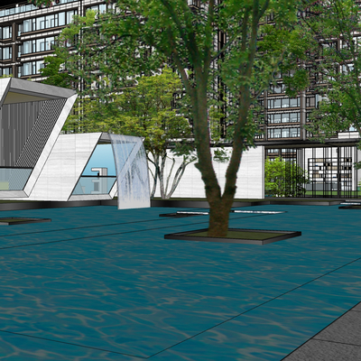 现代小区景观su模型