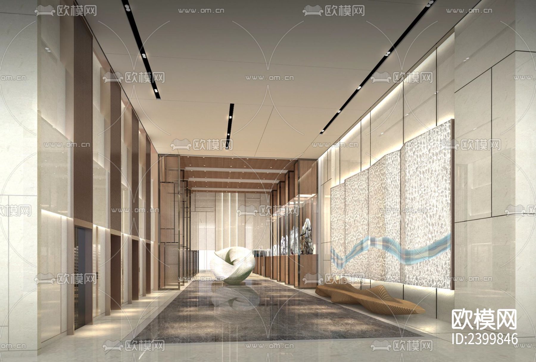 江阴澄星万豪酒店CAD施工图下载（渲染图5）