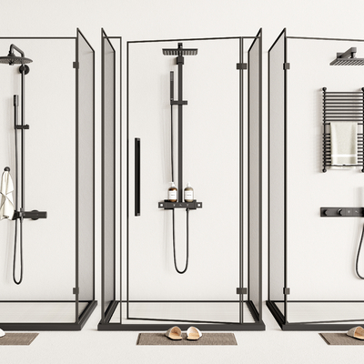  现代玻璃淋浴间su模型 