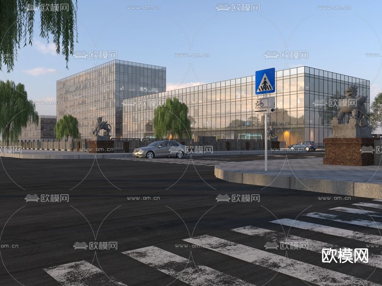 现代办公楼建筑外观3d模型下载