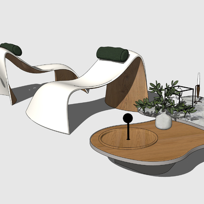  现代异形躺椅su模型 