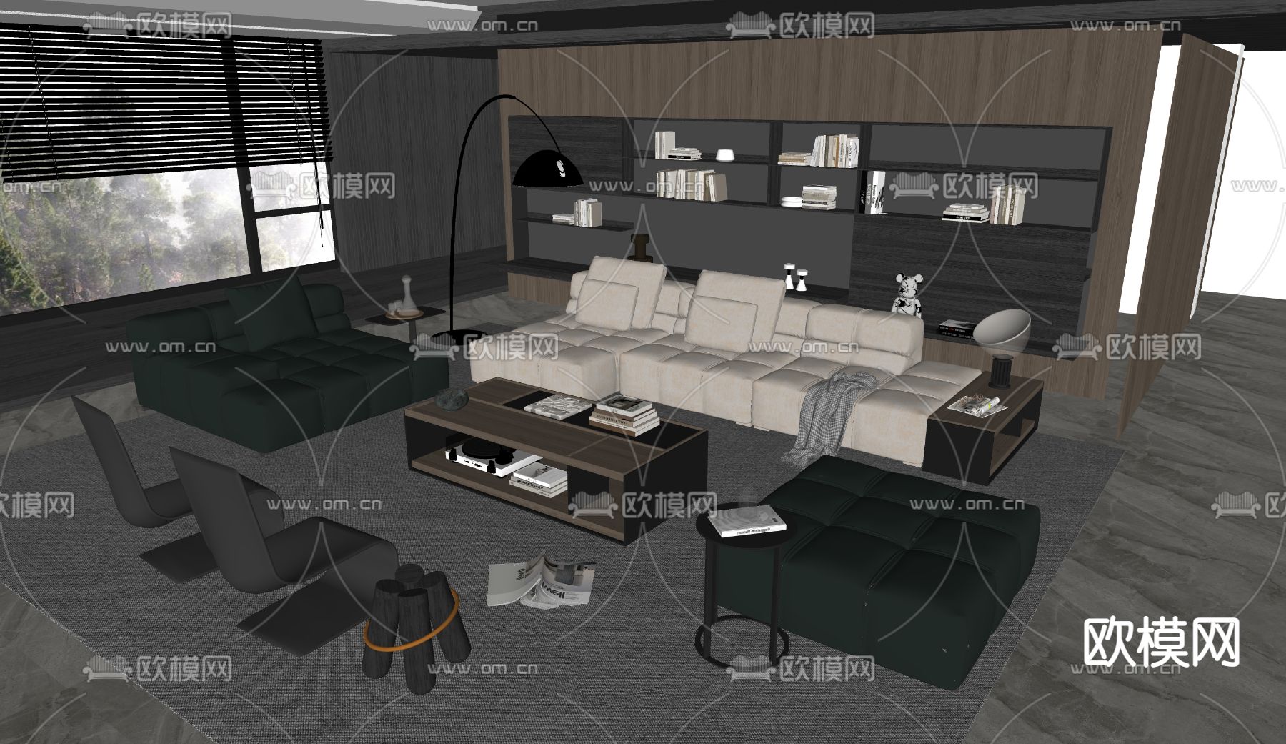 B&B Italia 转角组合沙发su模型下载（渲染图2）