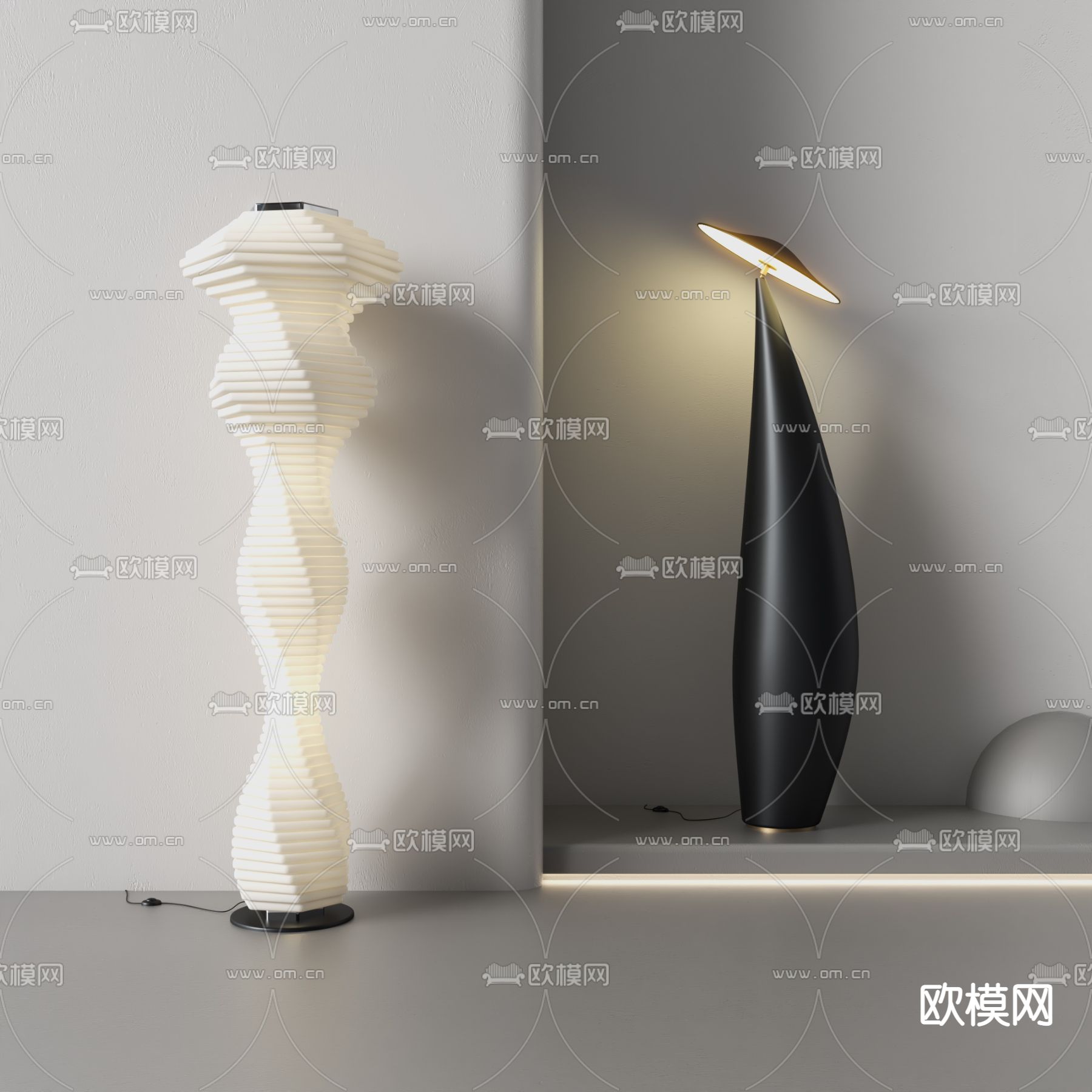 创意螺旋落地灯su模型下载_ID12227454_sketchup模型下载-欧模网