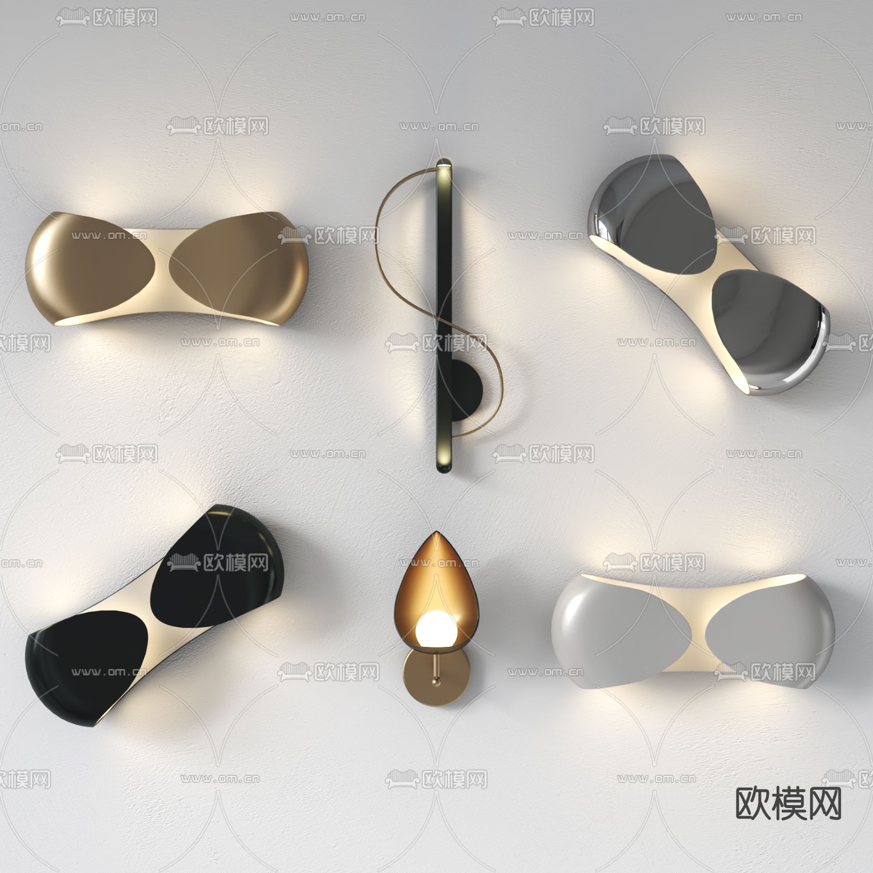 金属壁灯su模型下载（渲染图1）