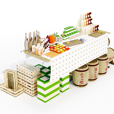  现代售货摊位su模型 