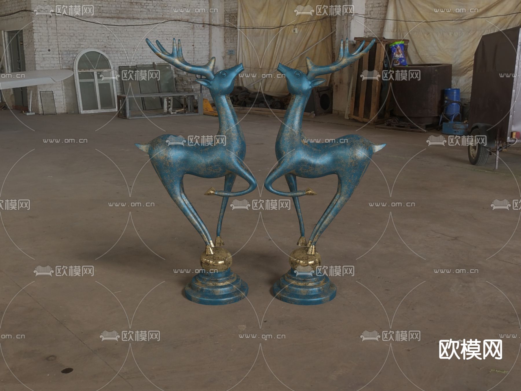 现代麋鹿装饰摆件免费3d模型下载