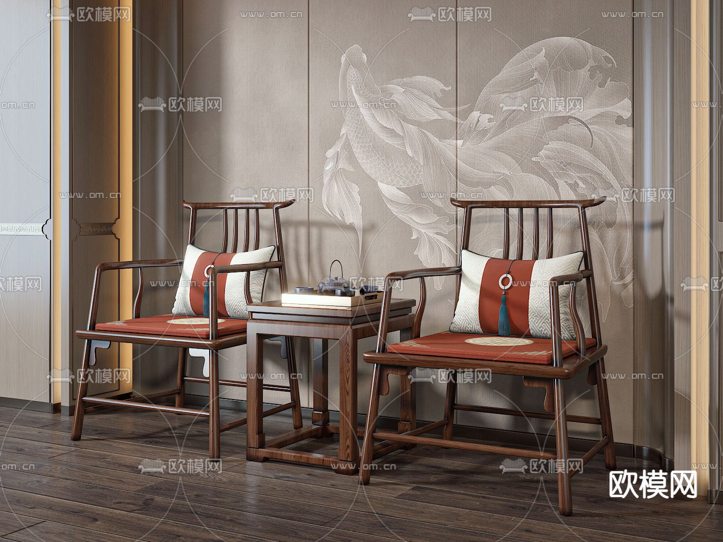 新中式太师椅 扶手椅3d模型下载