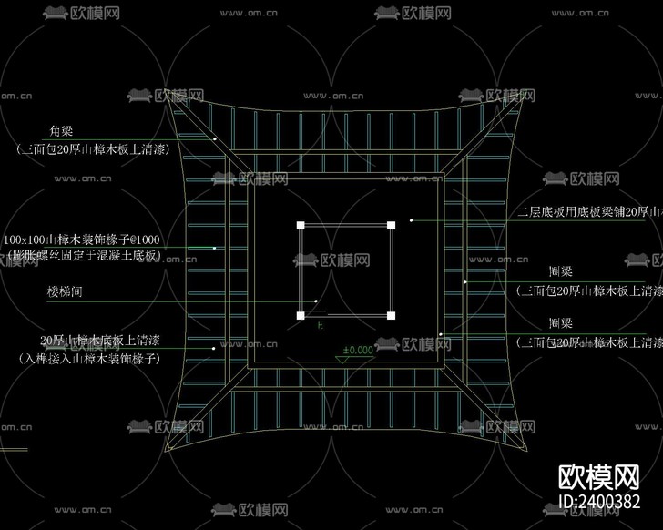 中式古建三層閣樓建筑設(shè)計cad施工圖下載(渲染圖7)