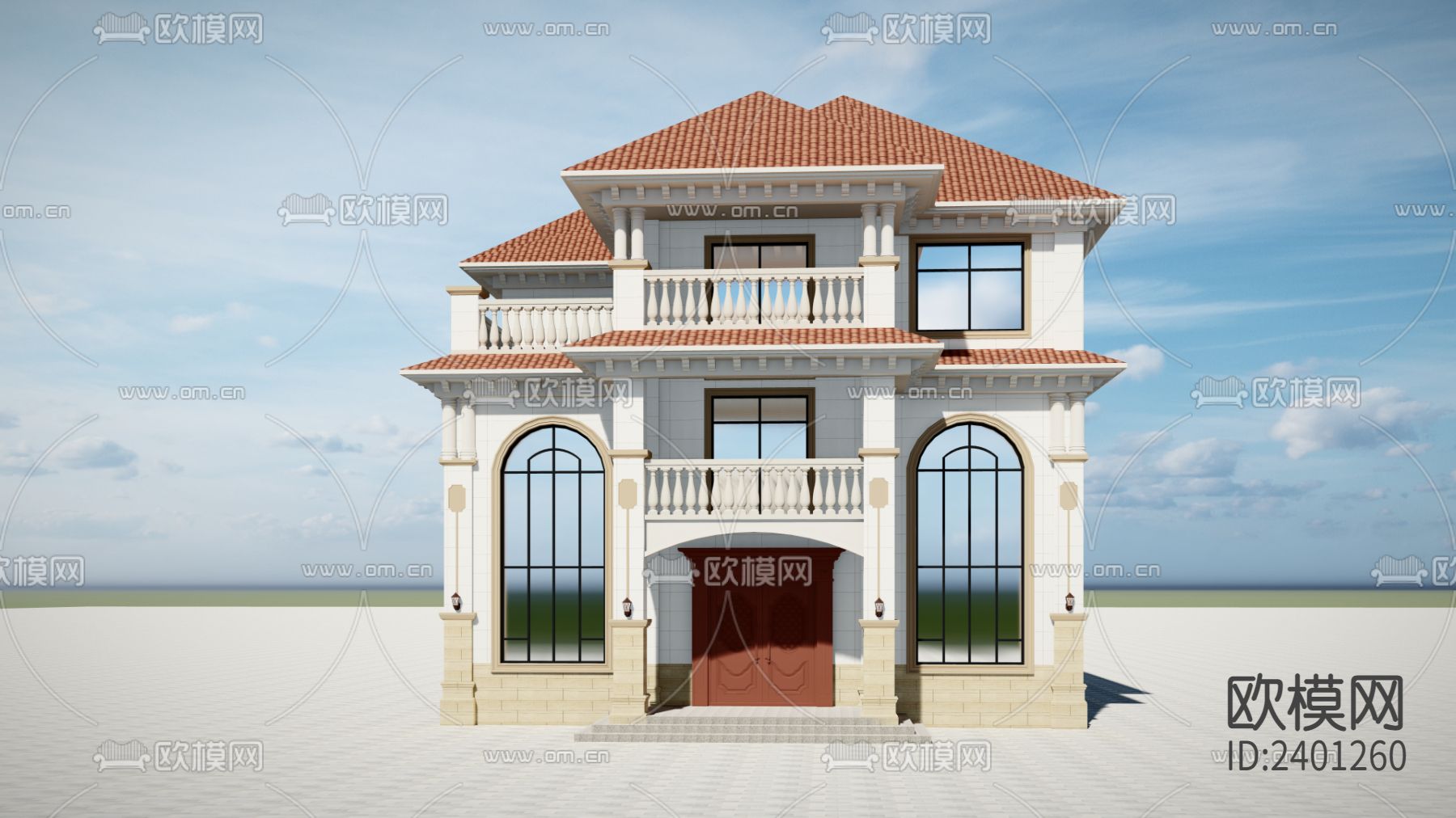 欧式别墅设计cad施工图下载（渲染图7）