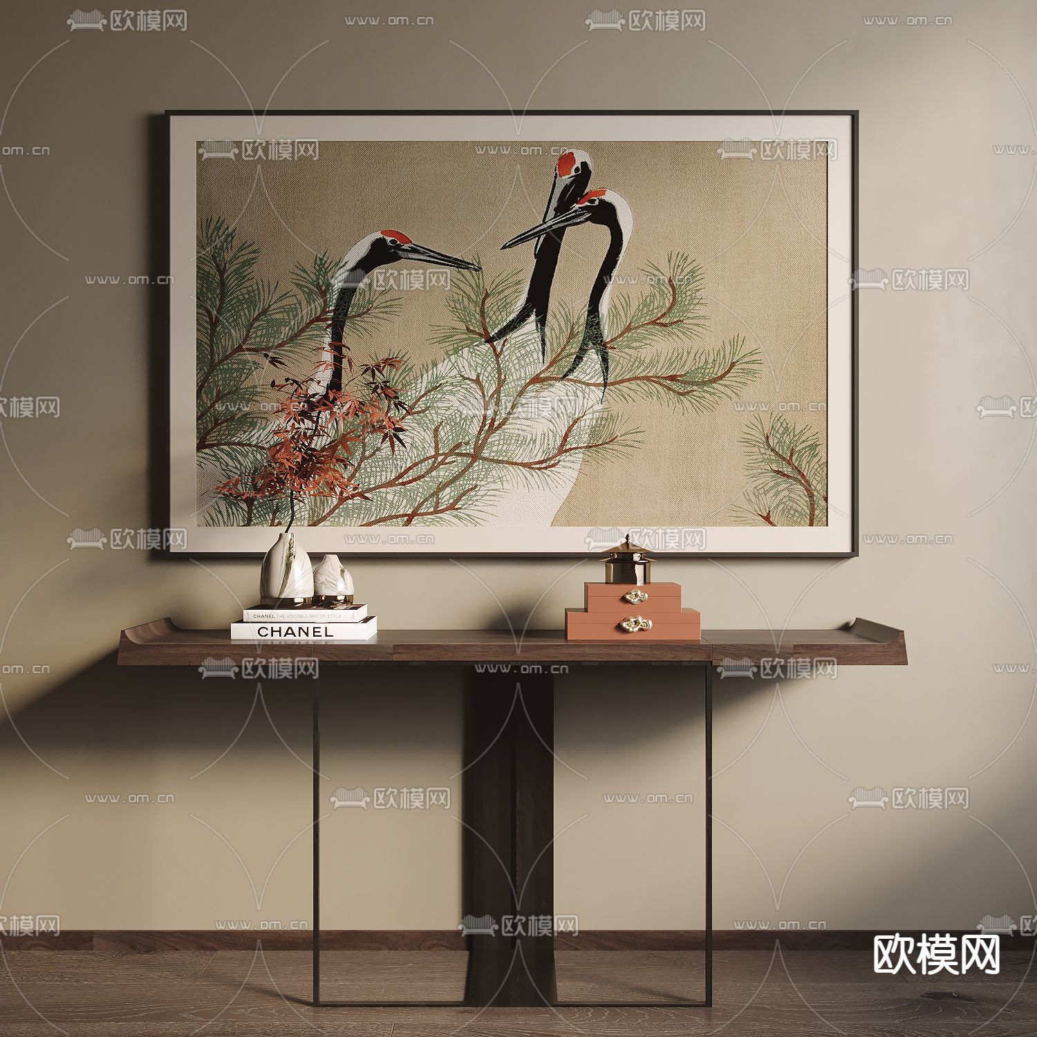 新中式装饰画 挂画su模型